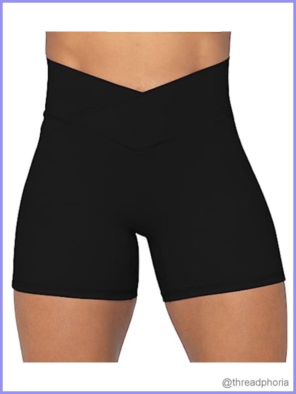 High Waisted Crossover Waist Biker Shorts for Yoga Workout
